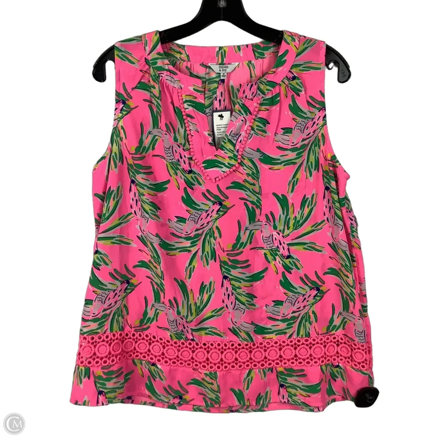 Top Sleeveless By Crown And Ivy In Tropical Print, Size: M