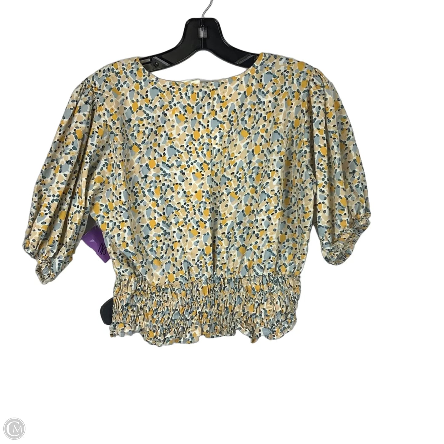 Top Short Sleeve By Sim & Sam In Blue & Yellow, Size: L