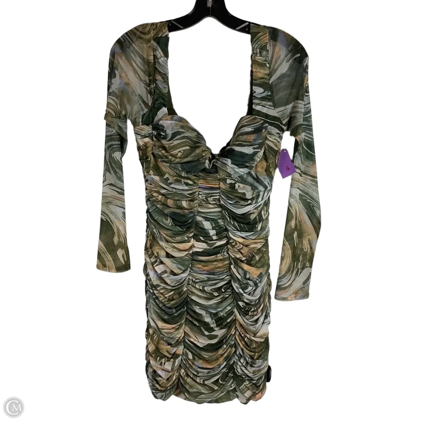 Dress Party Short By Zara In Cream & Green, Size: L