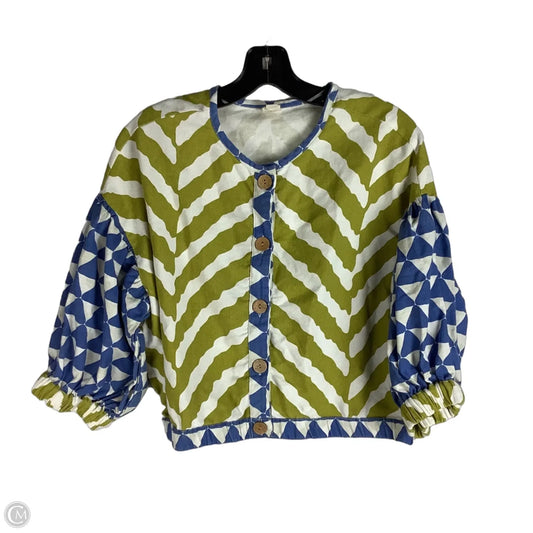 Blouse 3/4 Sleeve By Ivy Jane In Blue & Green, Size: S/M
