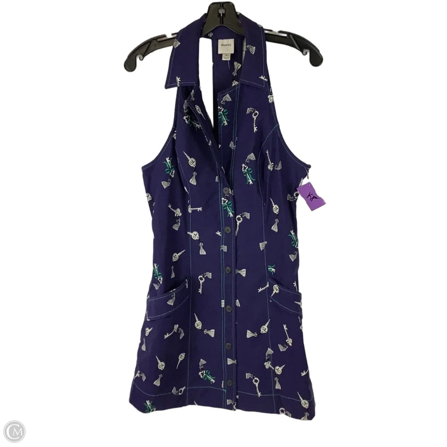 Dress Casual Short By Maeve In Blue & White, Size: M