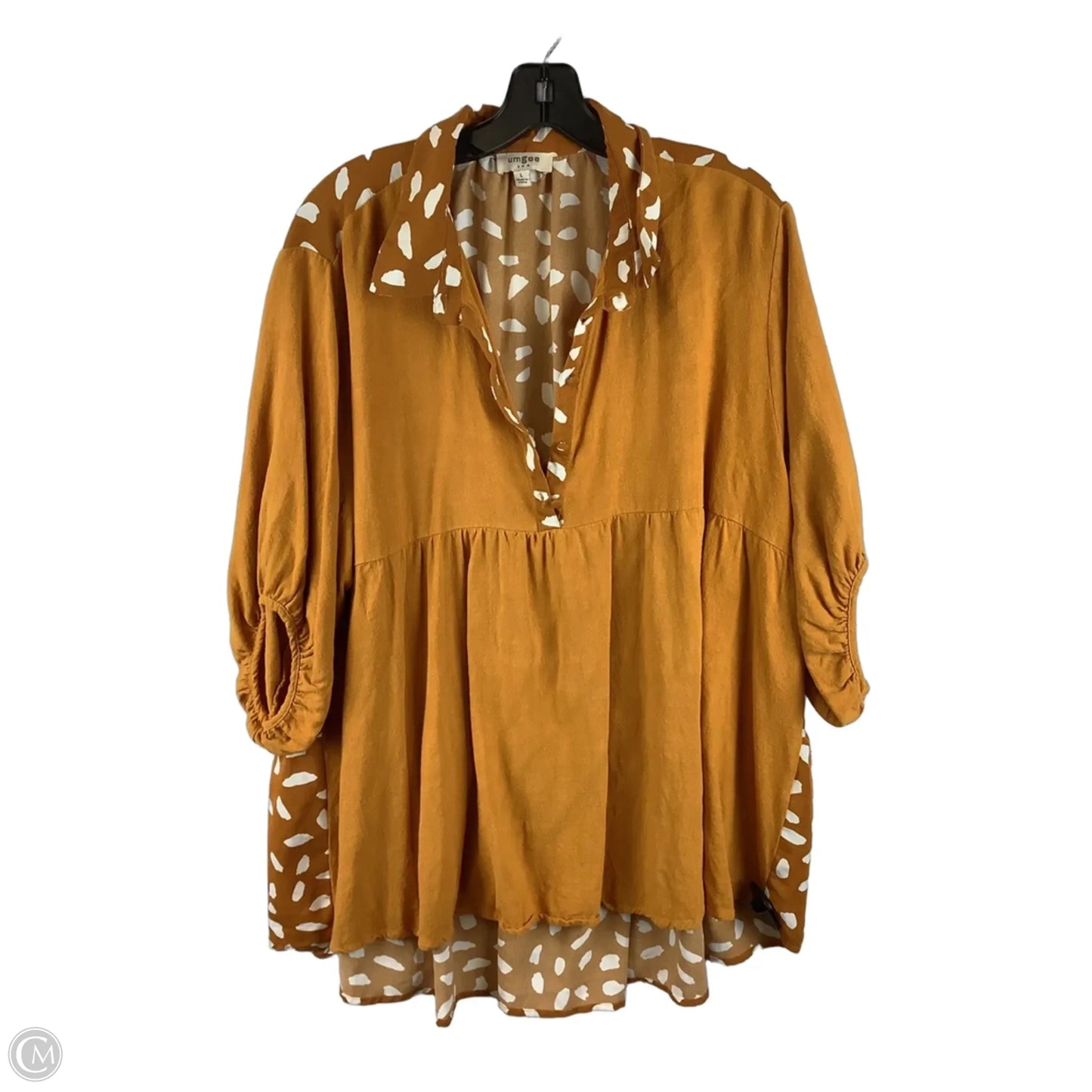Top Short Sleeve By Umgee In White & Yellow, Size: L