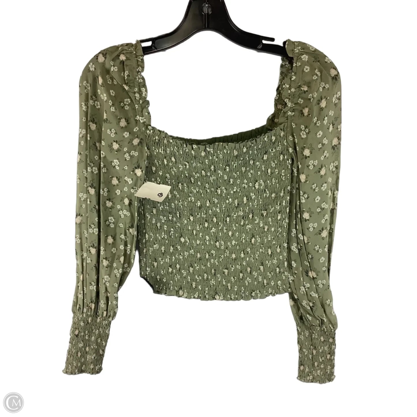 Top Long Sleeve By Reformation In Green & White, Size: Xs