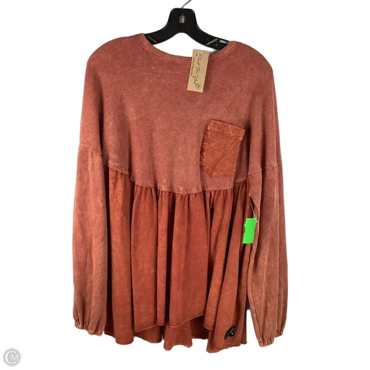Top Long Sleeve By Clothes Mentor In Orange, Size: L