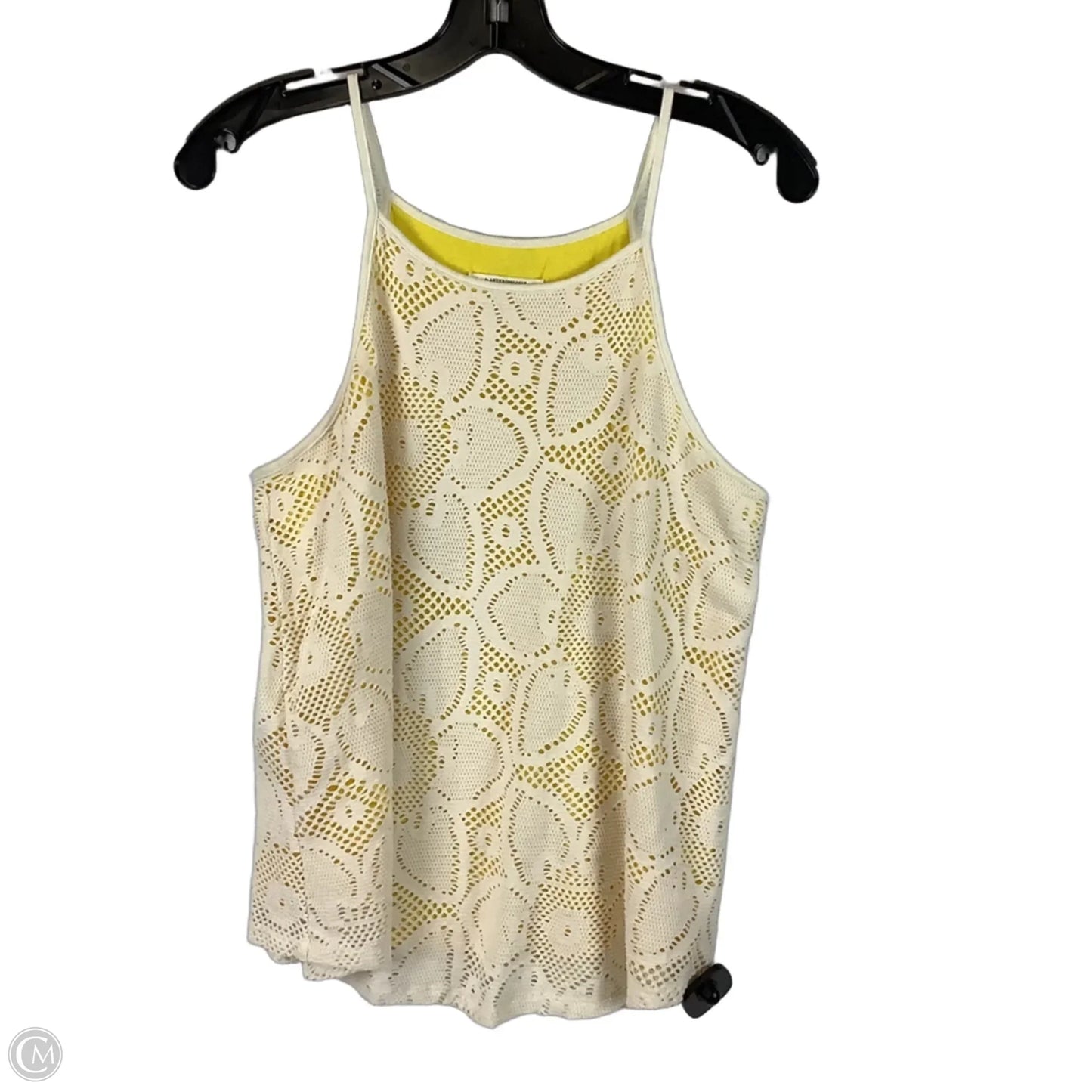 Top Sleeveless By Anthropologie In White & Yellow, Size: S