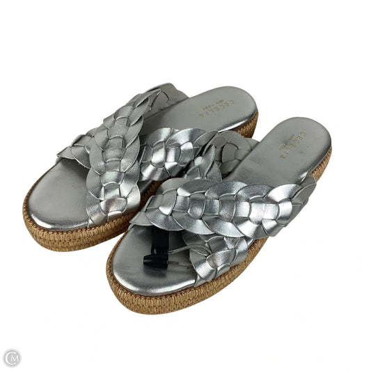 Sandals Heels Platform By Cmb In Silver, Size: 9.5