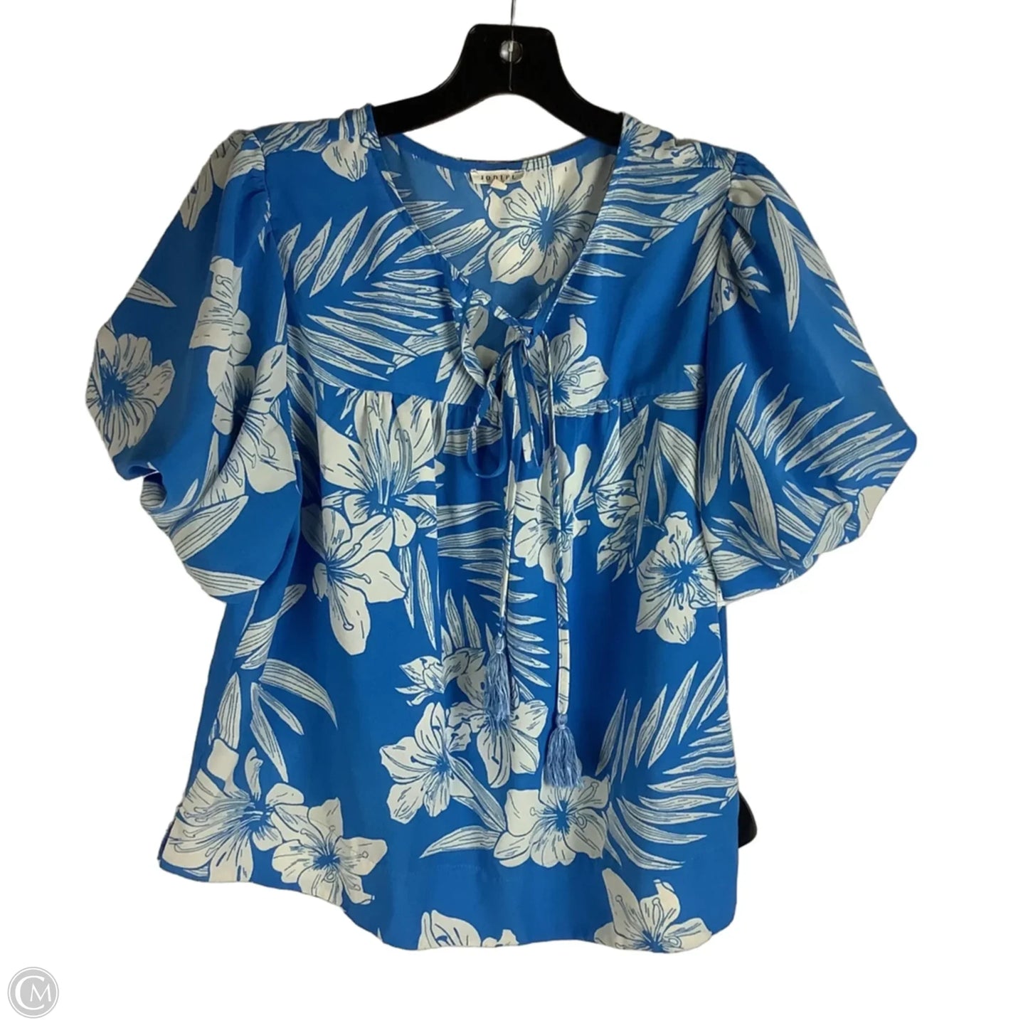 Top Short Sleeve By Jodifl In Blue & White, Size: M