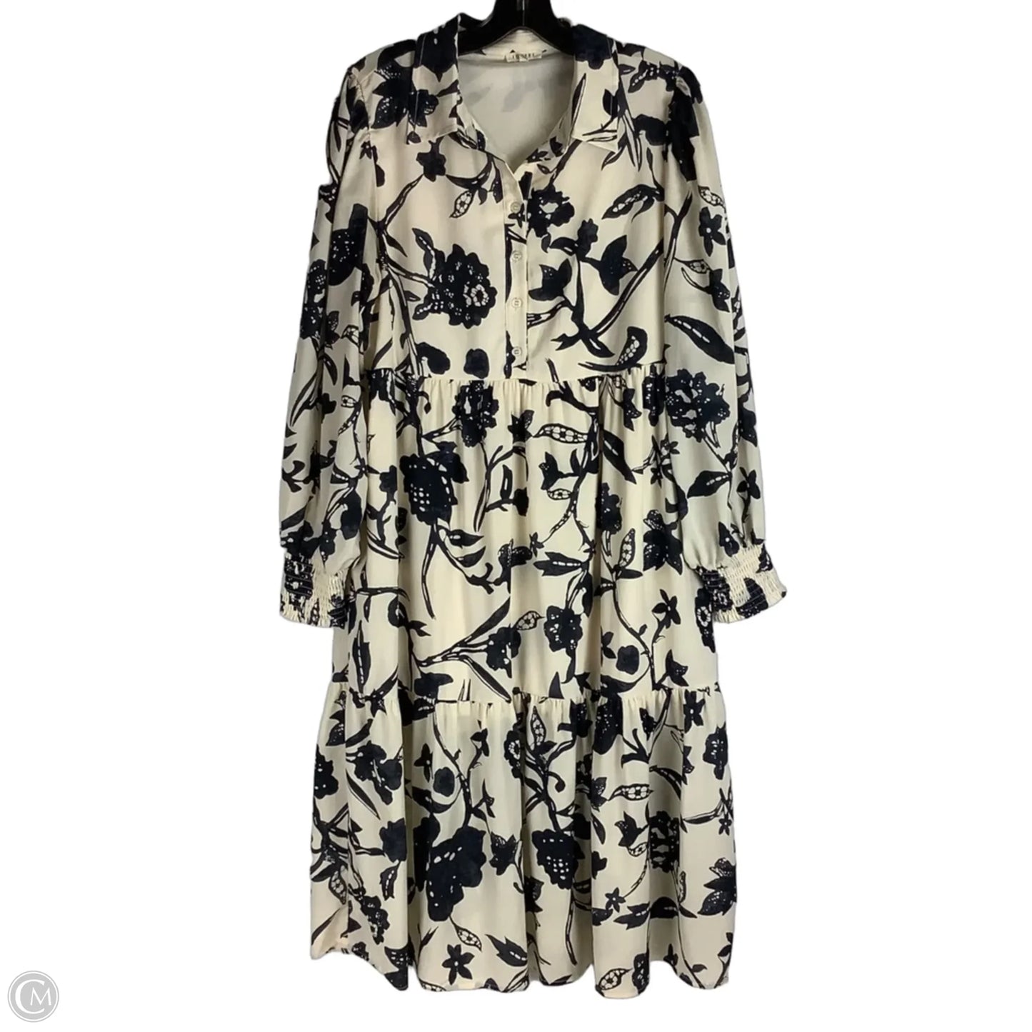 Dress Casual Midi By Jodifl In Blue & Cream, Size: S