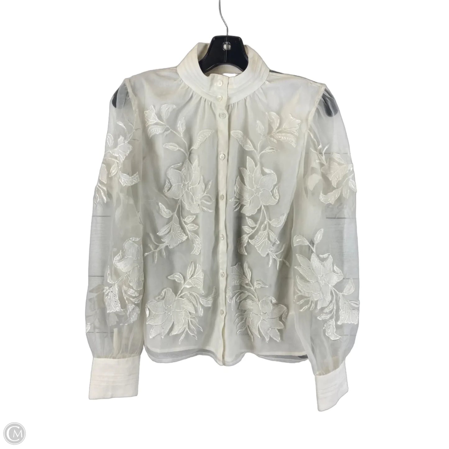 Top Long Sleeve By Topshop In White, Size: 6
