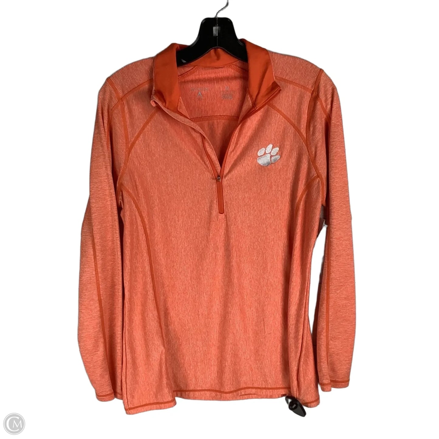 Athletic Top Long Sleeve Collar By Antigua In Orange Clemson, Size: M