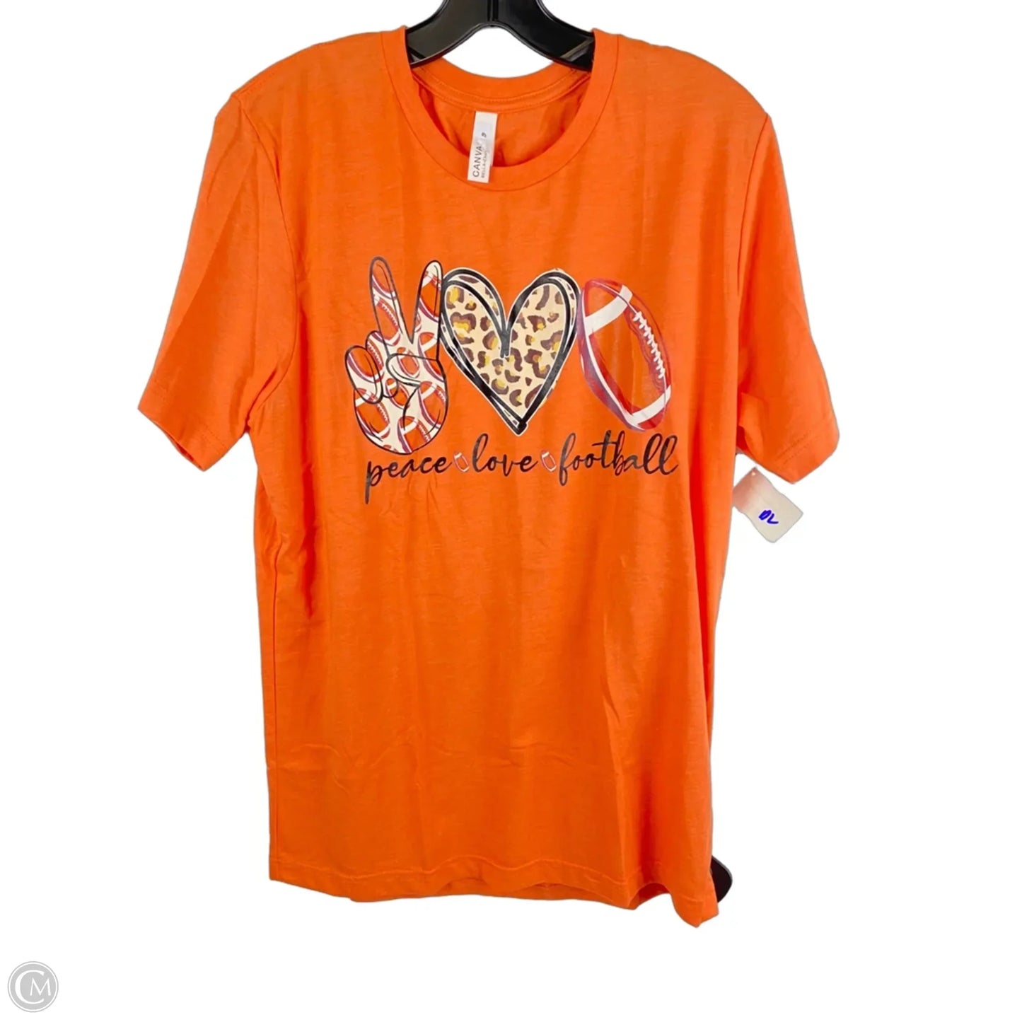 Top Short Sleeve Basic By Canvas In Orange & Tan, Size: L