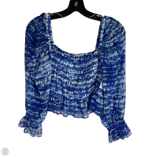 Top Long Sleeve By Zara In Blue & White, Size: M