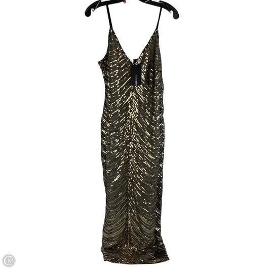 Dress Party Long By Fashion Nova In Black & Gold, Size: L