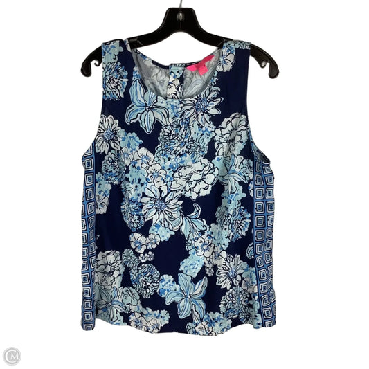 Top Sleeveless Designer By Lilly Pulitzer In Blue & White, Size: L