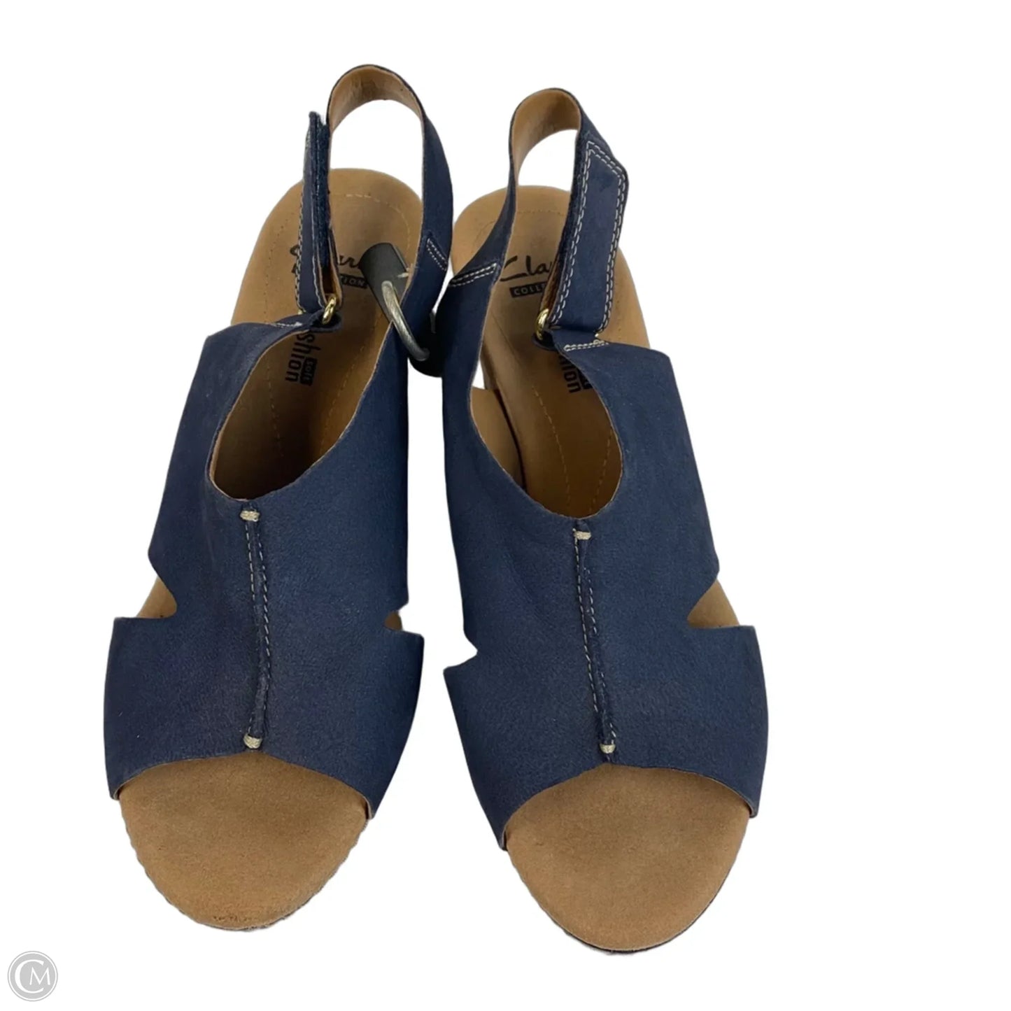 Shoes Heels Wedge By Clarks In Navy, Size: 8