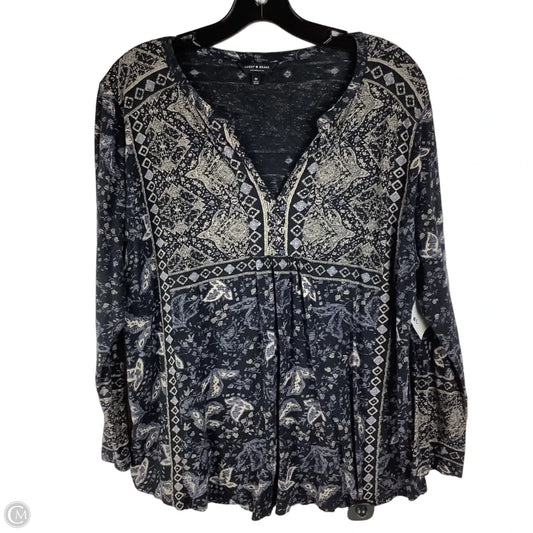 Top 3/4th Sleeve By Lucky Brand In Navy, Size: 1x
