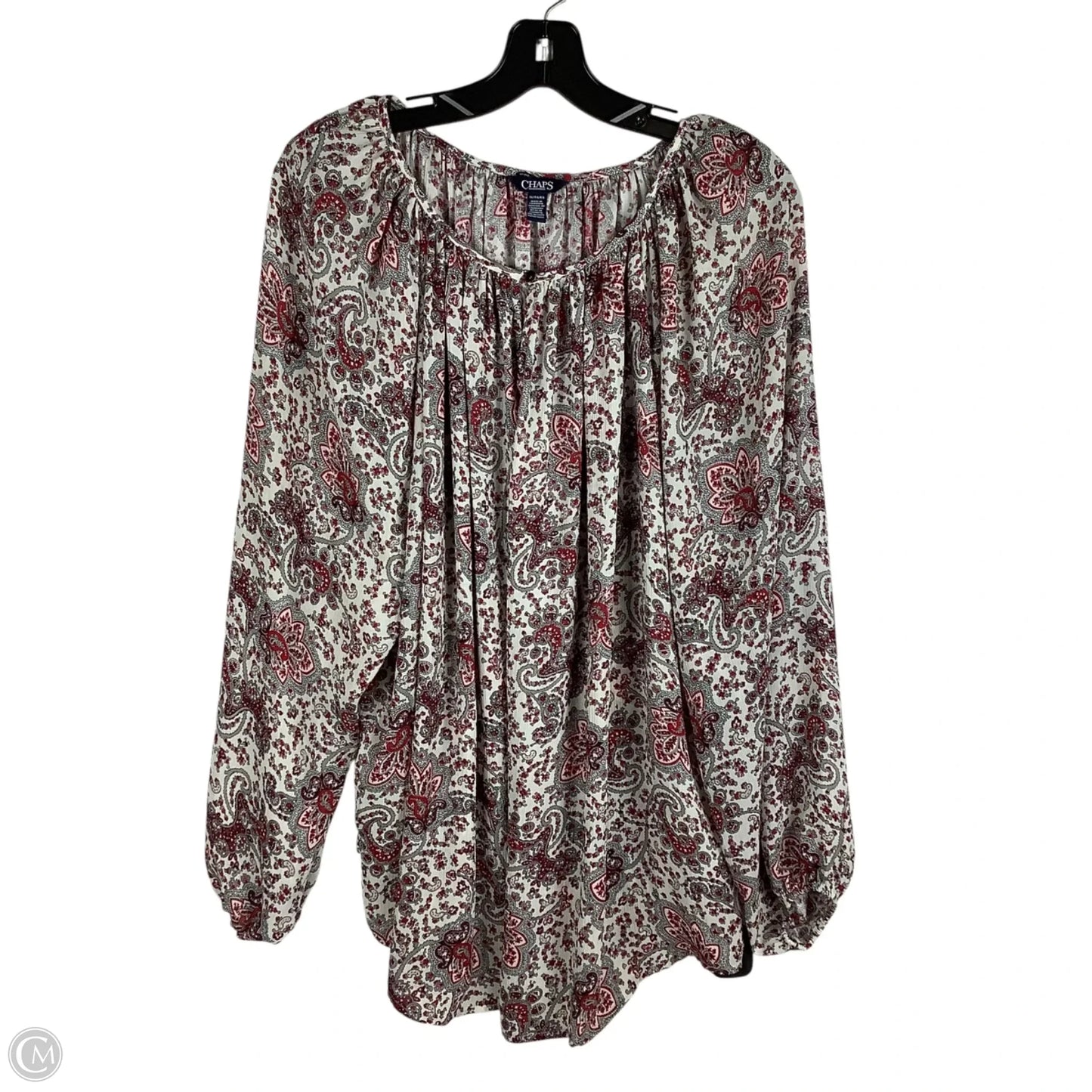 Top Long Sleeve By Chaps In Paisley Print, Size: 1x