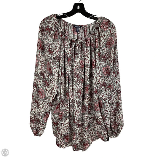 Top Long Sleeve By Chaps In Paisley Print, Size: 1x