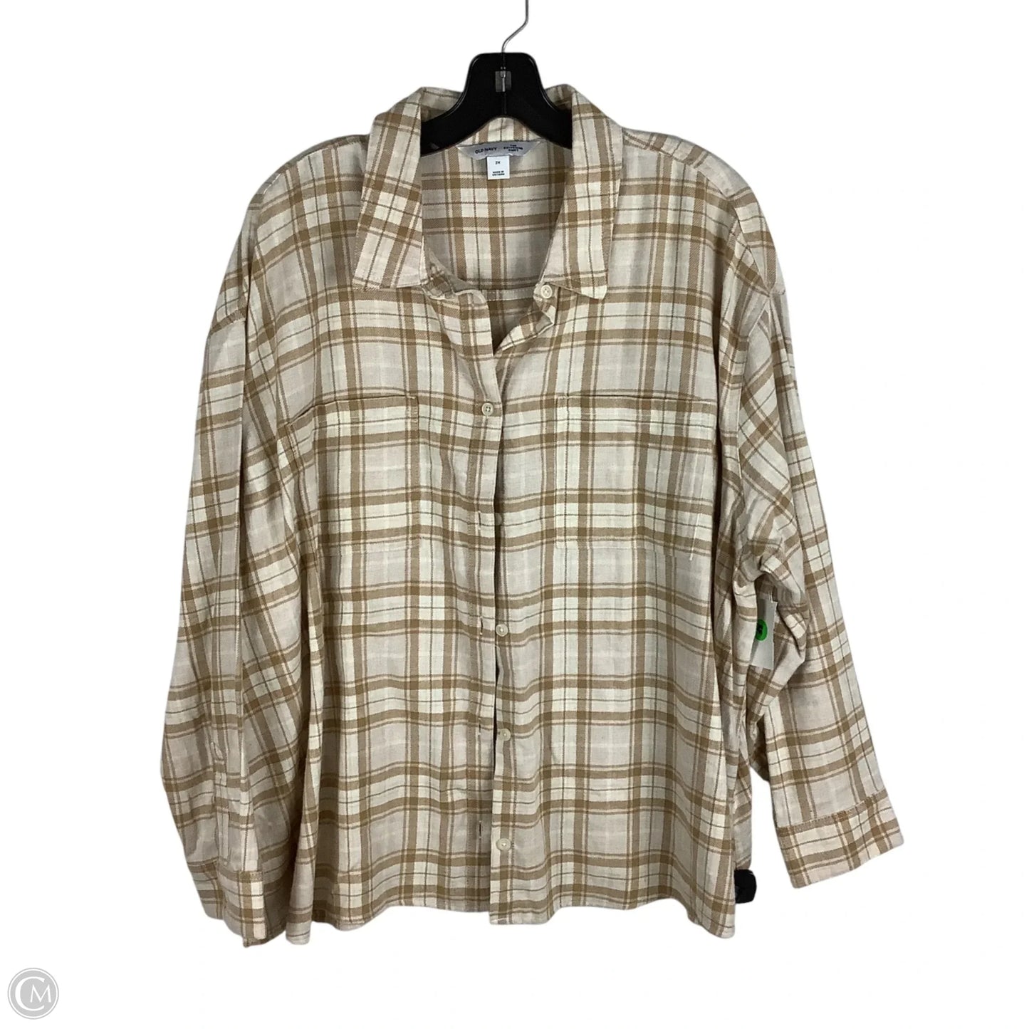 Top Long Sleeve By Old Navy In Plaid Pattern, Size: 2x