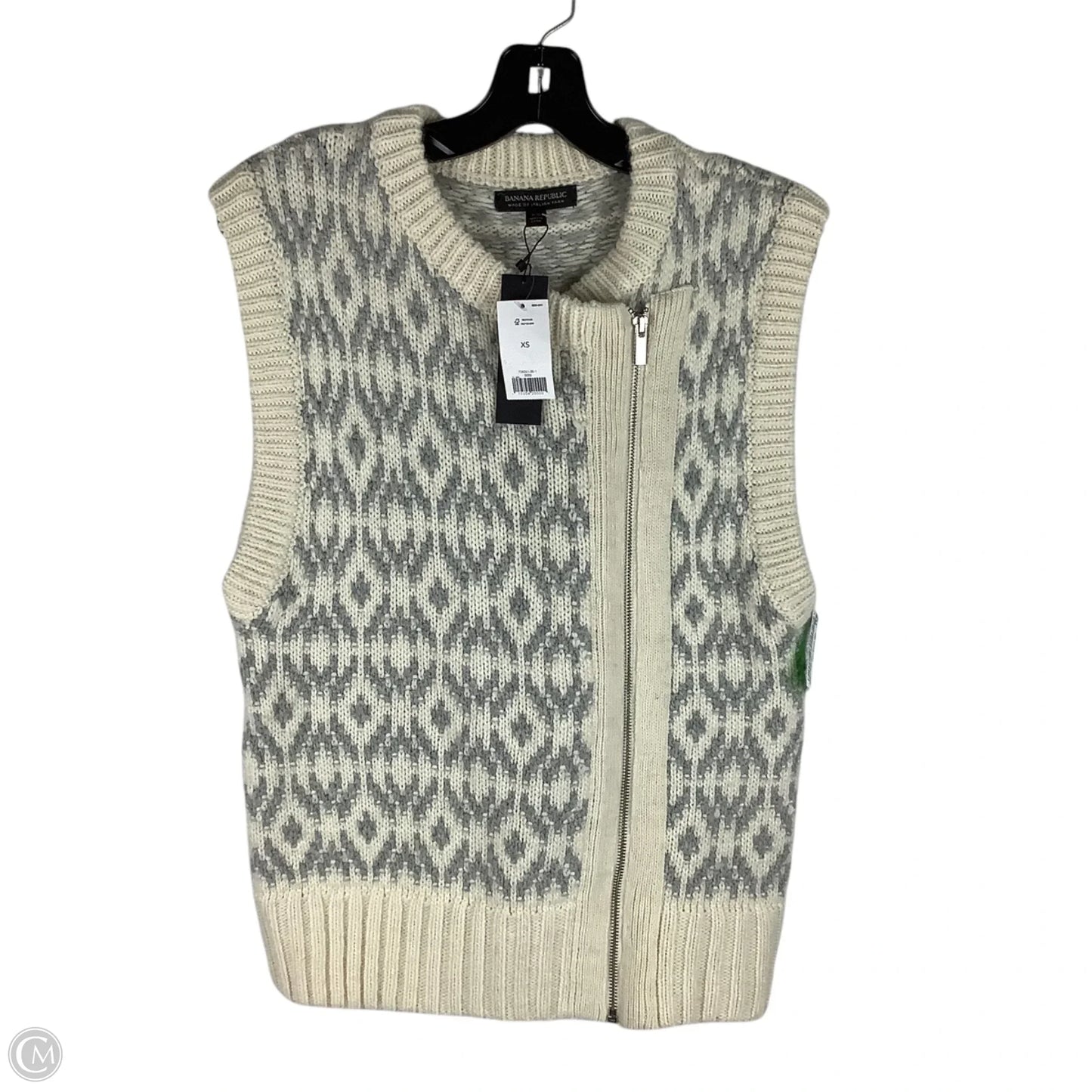 Vest Sweater By Banana Republic In Cream & Grey, Size: Xs