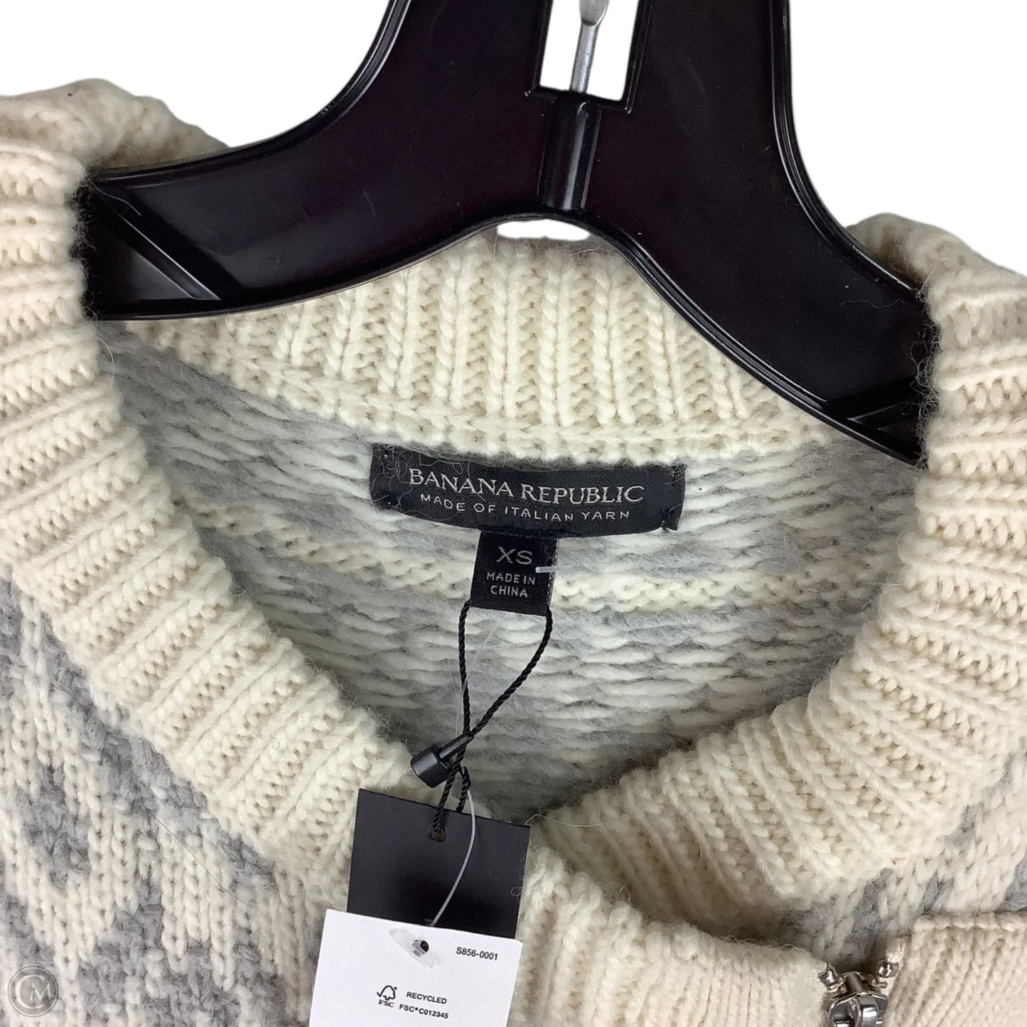 Vest Sweater By Banana Republic In Cream & Grey, Size: Xs