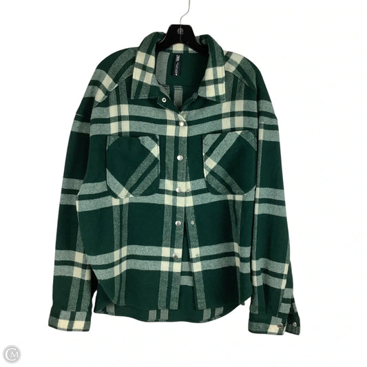 Jacket Shirt By Zara In Green, Size: S