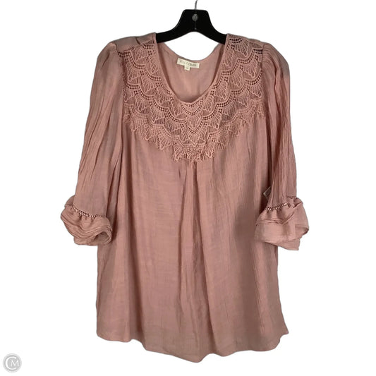 Top Short Sleeve By Figuero & Flower In Pink, Size: 2x