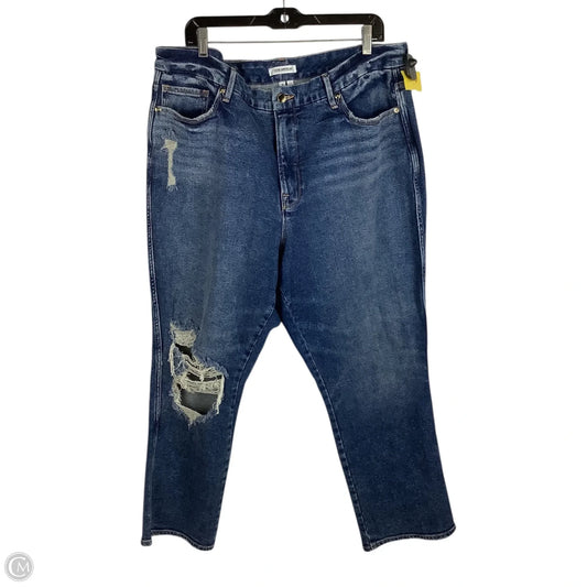 Jeans Straight By Good American In Blue Denim, Size: 18