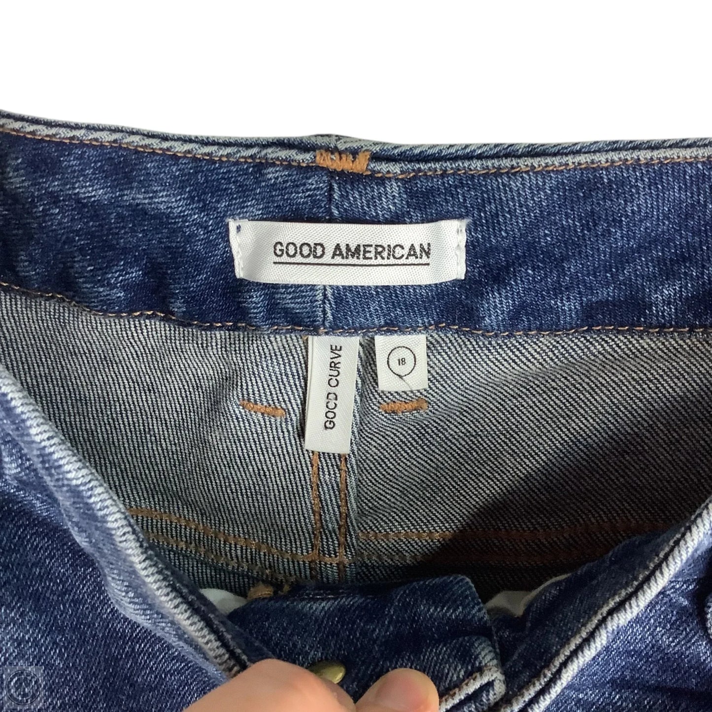 Jeans Straight By Good American In Blue Denim, Size: 18