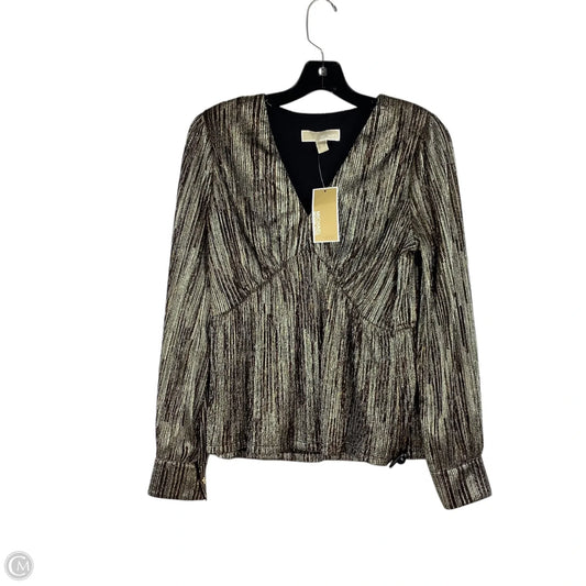 Top Long Sleeve By Michael By Michael Kors In Black & Gold, Size: M