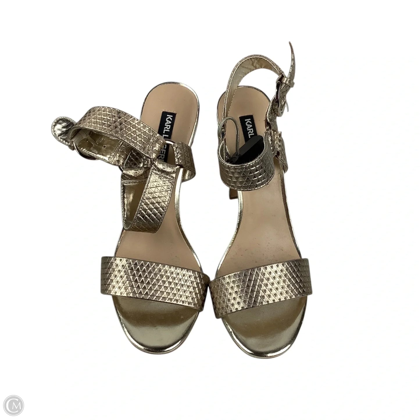 Sandals Designer By Karl Lagerfeld In Gold, Size: 9