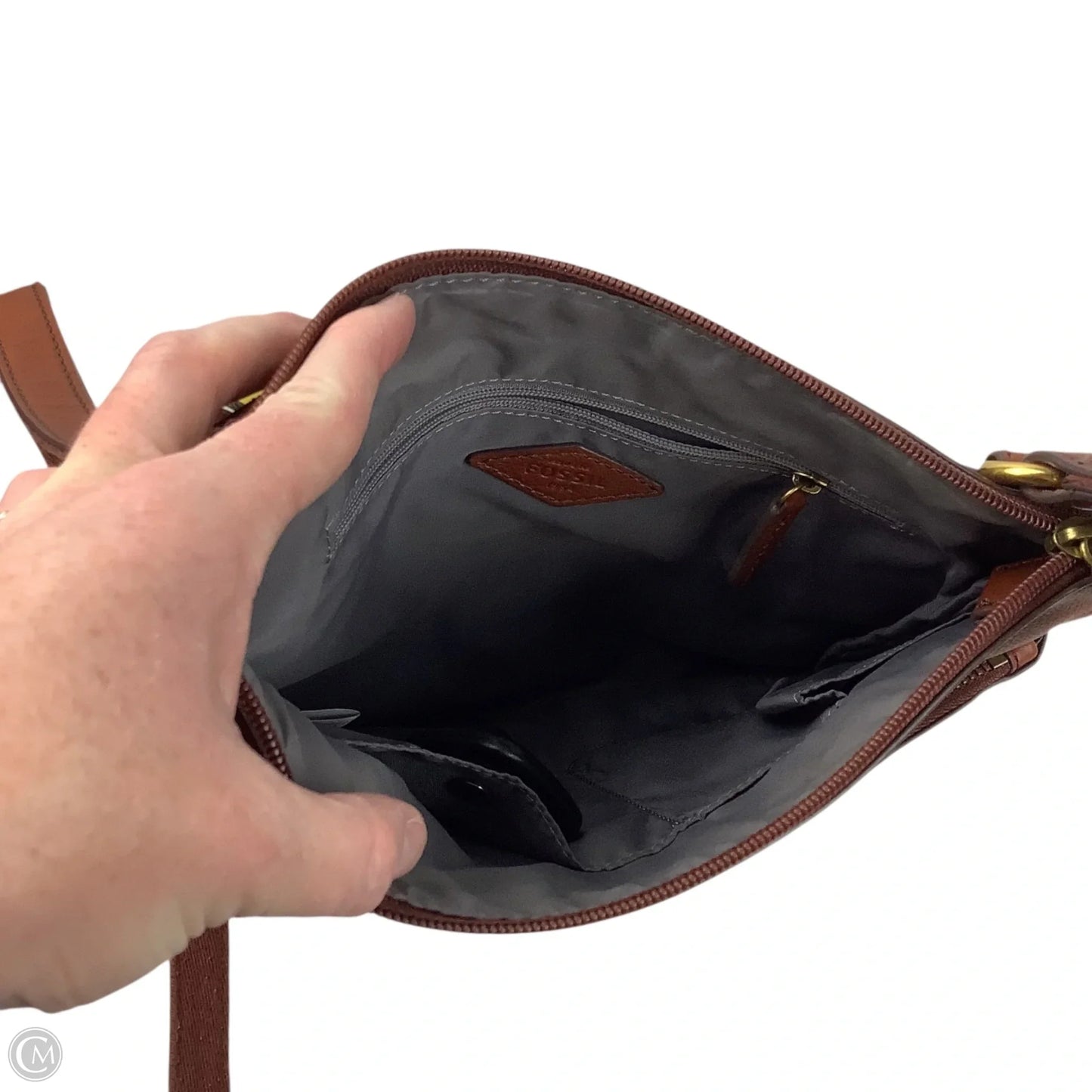 Crossbody Leather By Fossil, Size: Medium
