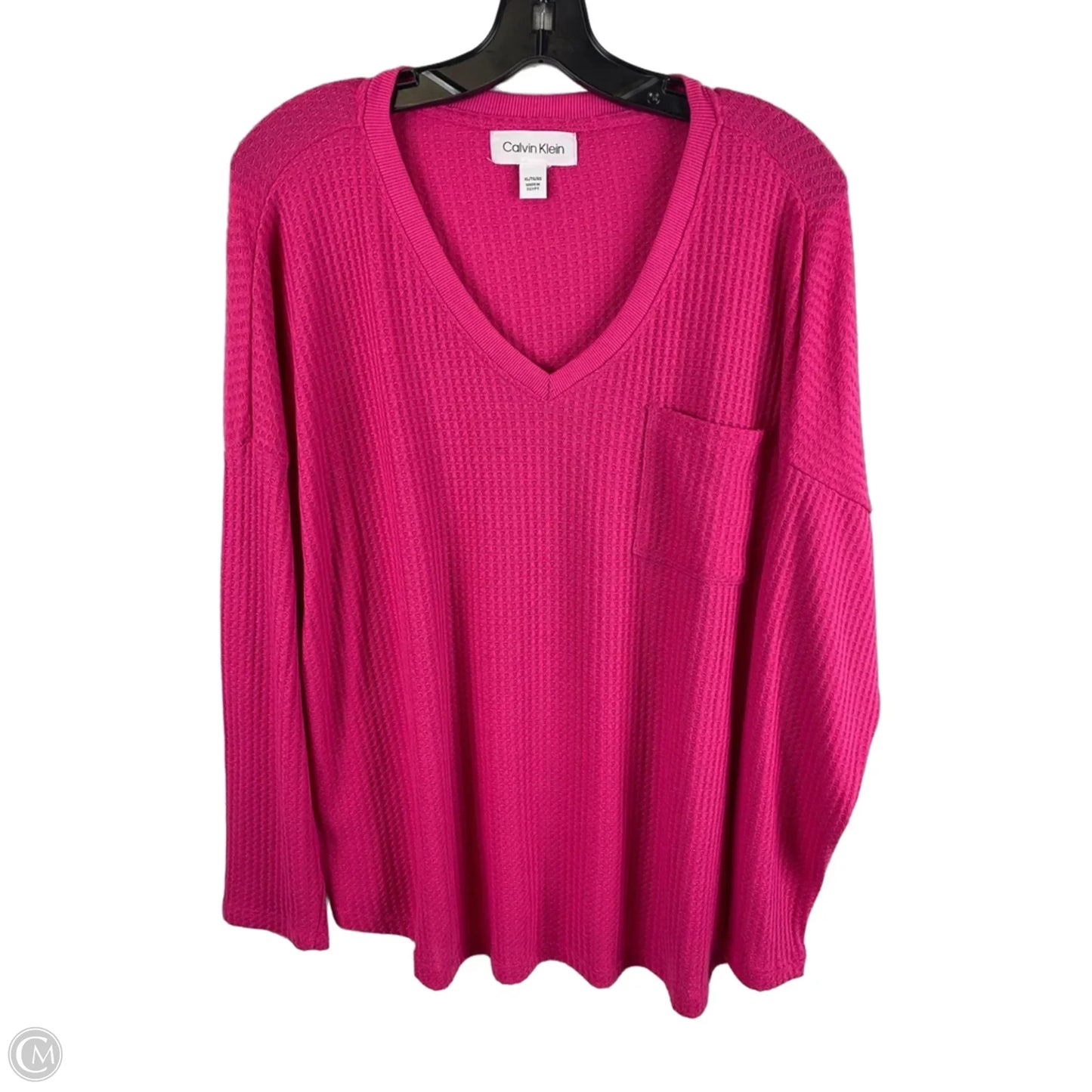 Top Long Sleeve Basic By Calvin Klein In Pink, Size: Xl