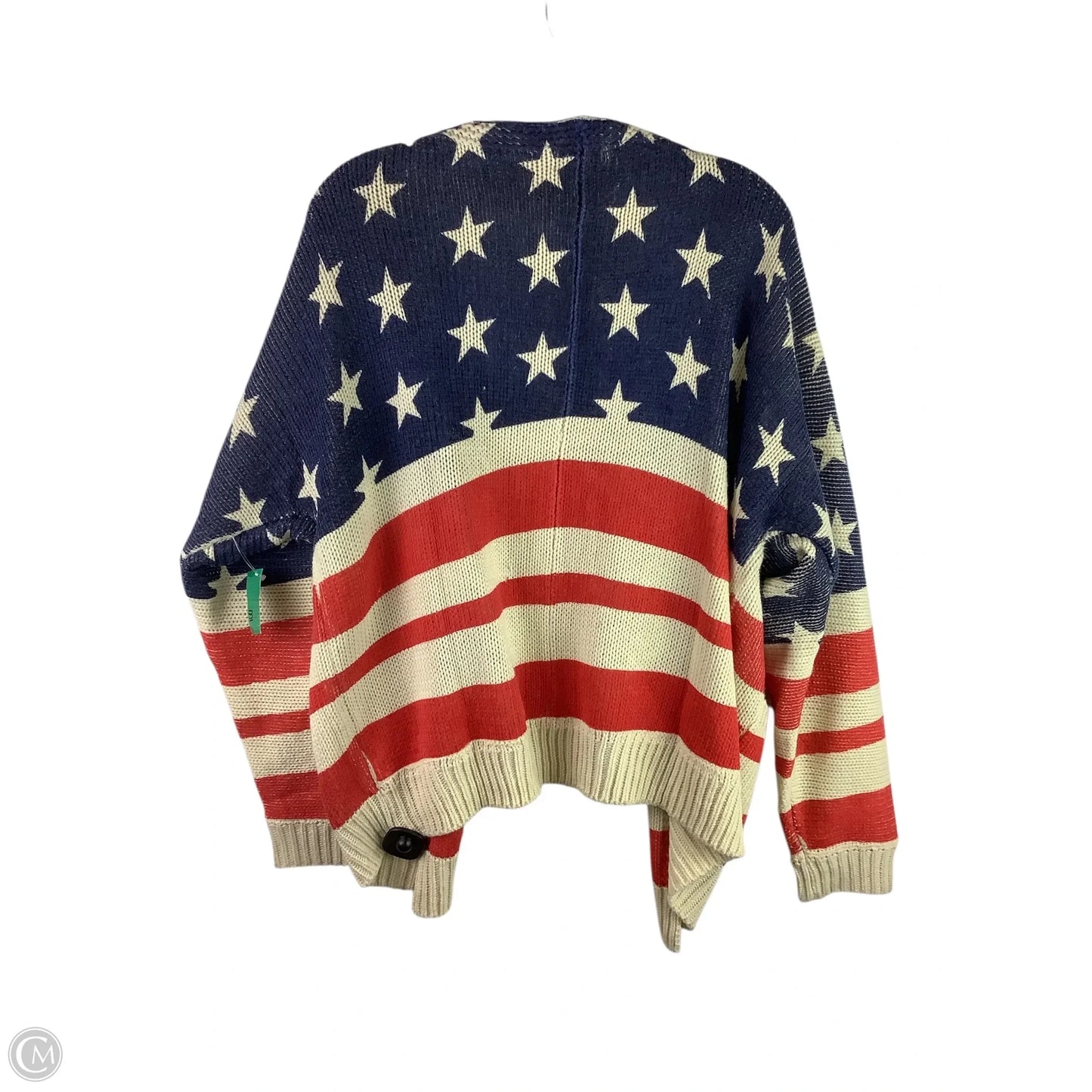 Sweater Cardigan By Oddi In Blue & Red & White, Size: S