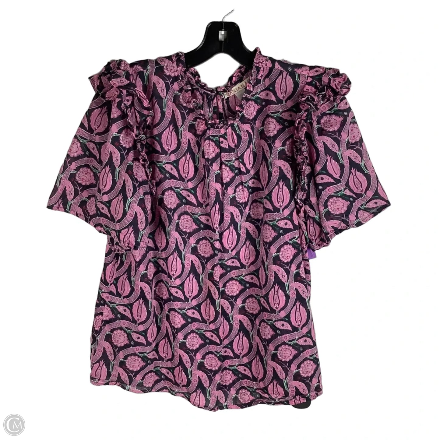 Top Short Sleeve By Cmb In Blue & Pink, Size: M