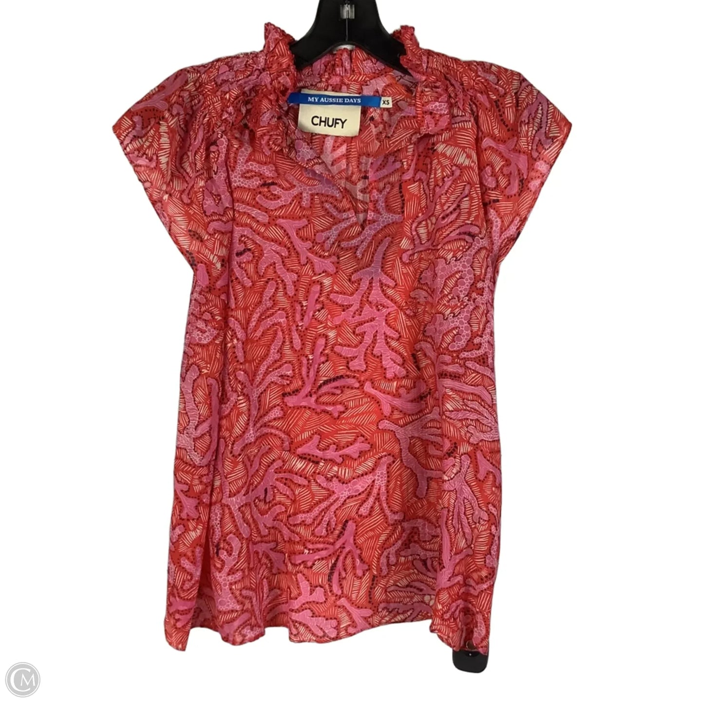 Top Short Sleeve By Cma In Pink & Red, Size: Xs