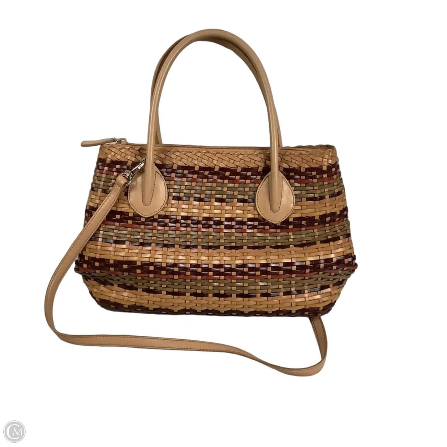 Handbag Leather By Fossil, Size: Medium