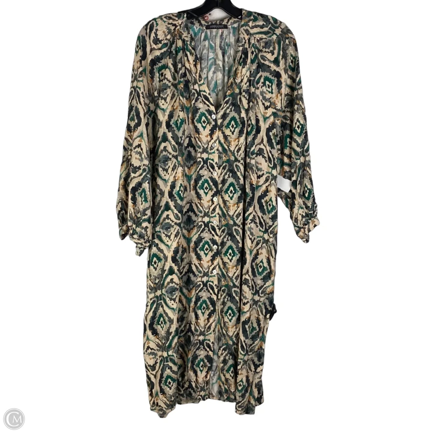 Dress Casual Maxi By Cmc In Cream & Green, Size: M