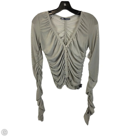 Top Long Sleeve By Zara In Grey, Size: S
