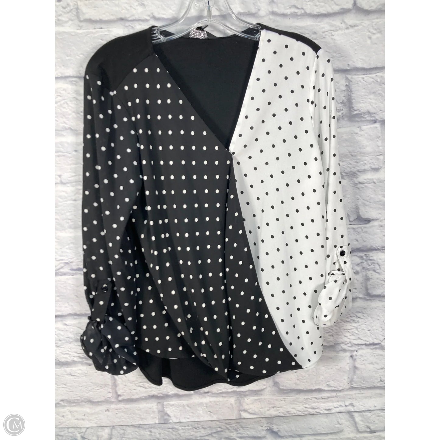 Blouse Long Sleeve By Investments In Black & White, Size: S