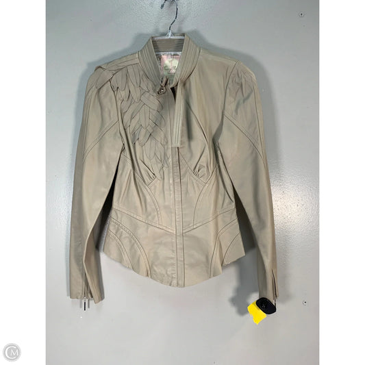 Jacket Moto Leather By Tracy Reese In Taupe, Size: Xs