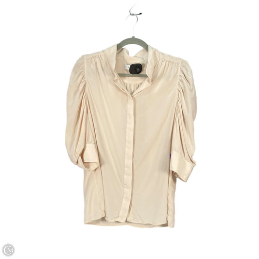 Blouse Short Sleeve By Frame In Tan, Size: L