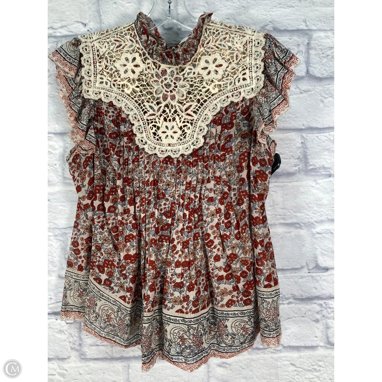 Top Short Sleeve By Anthropologie In Blue & Red, Size: Xs