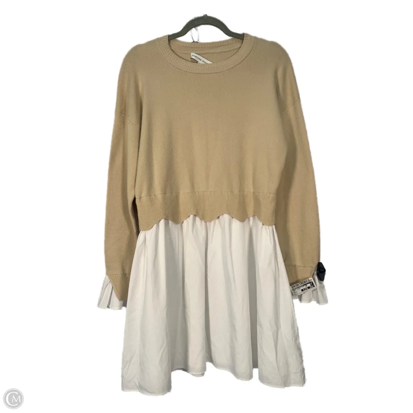 Dress Casual Midi By English Factory In Tan & White, Size: S
