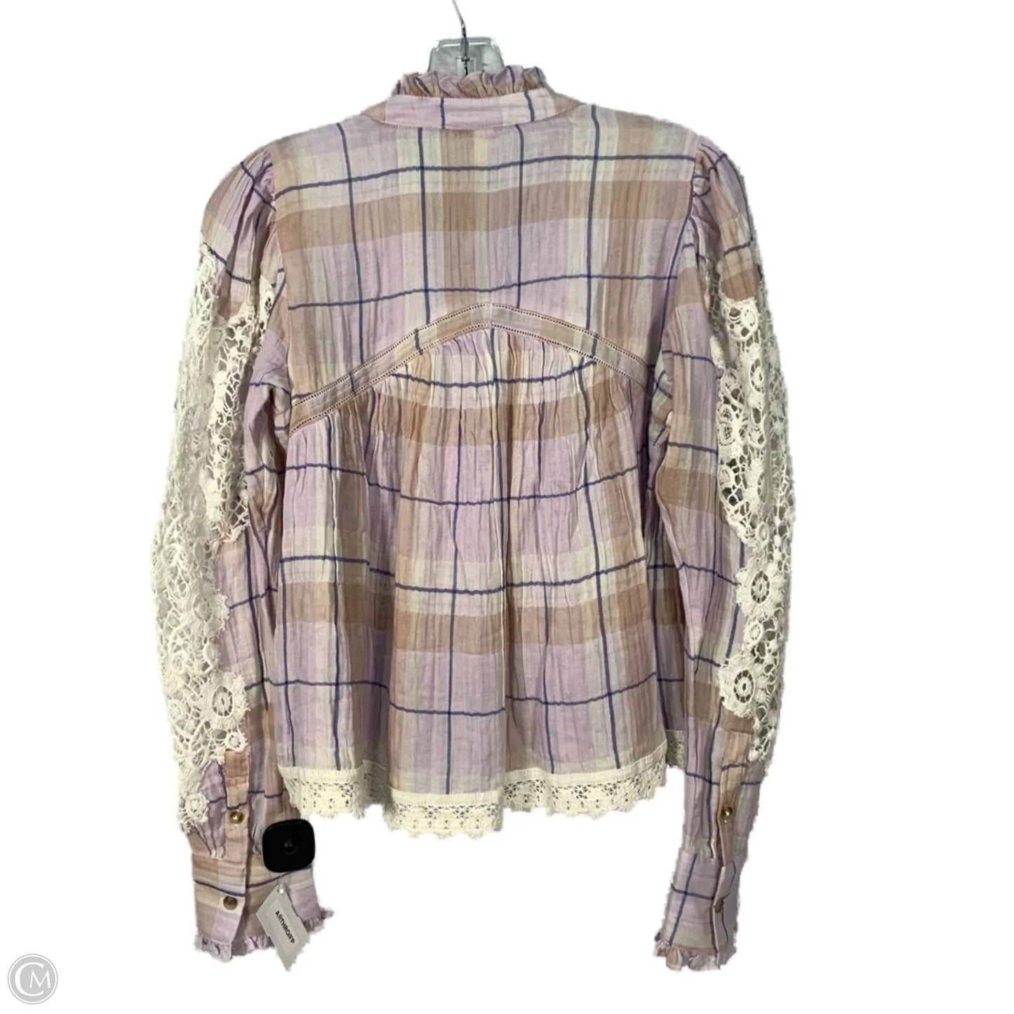 Top Long Sleeve By Pilcro In Pink & Tan, Size: S