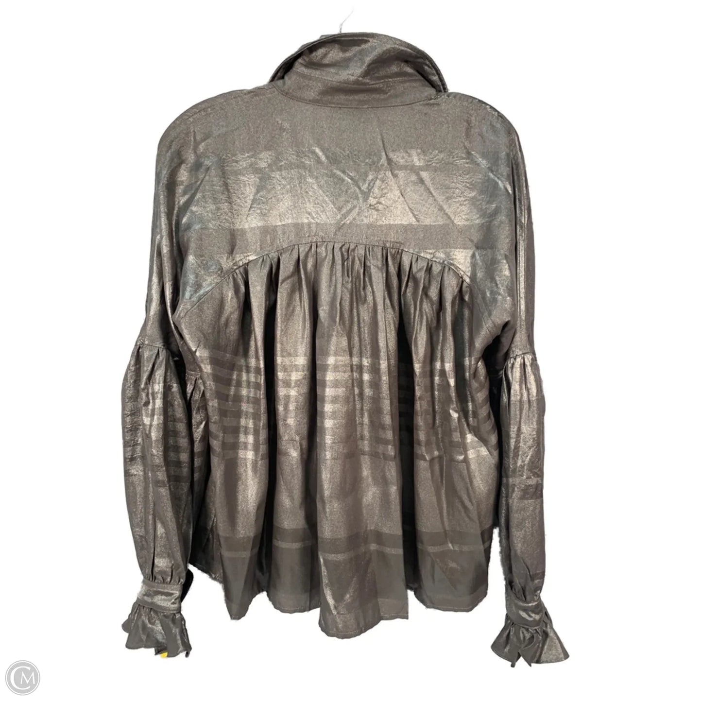 Blouse Long Sleeve By Current Air In Silver, Size: S