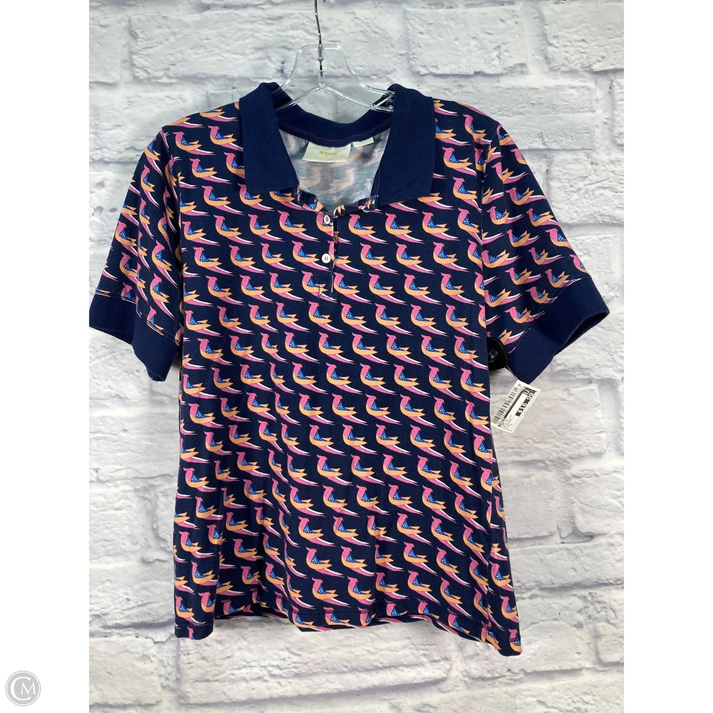 Top Short Sleeve By Maeve In Blue & Pink, Size: L