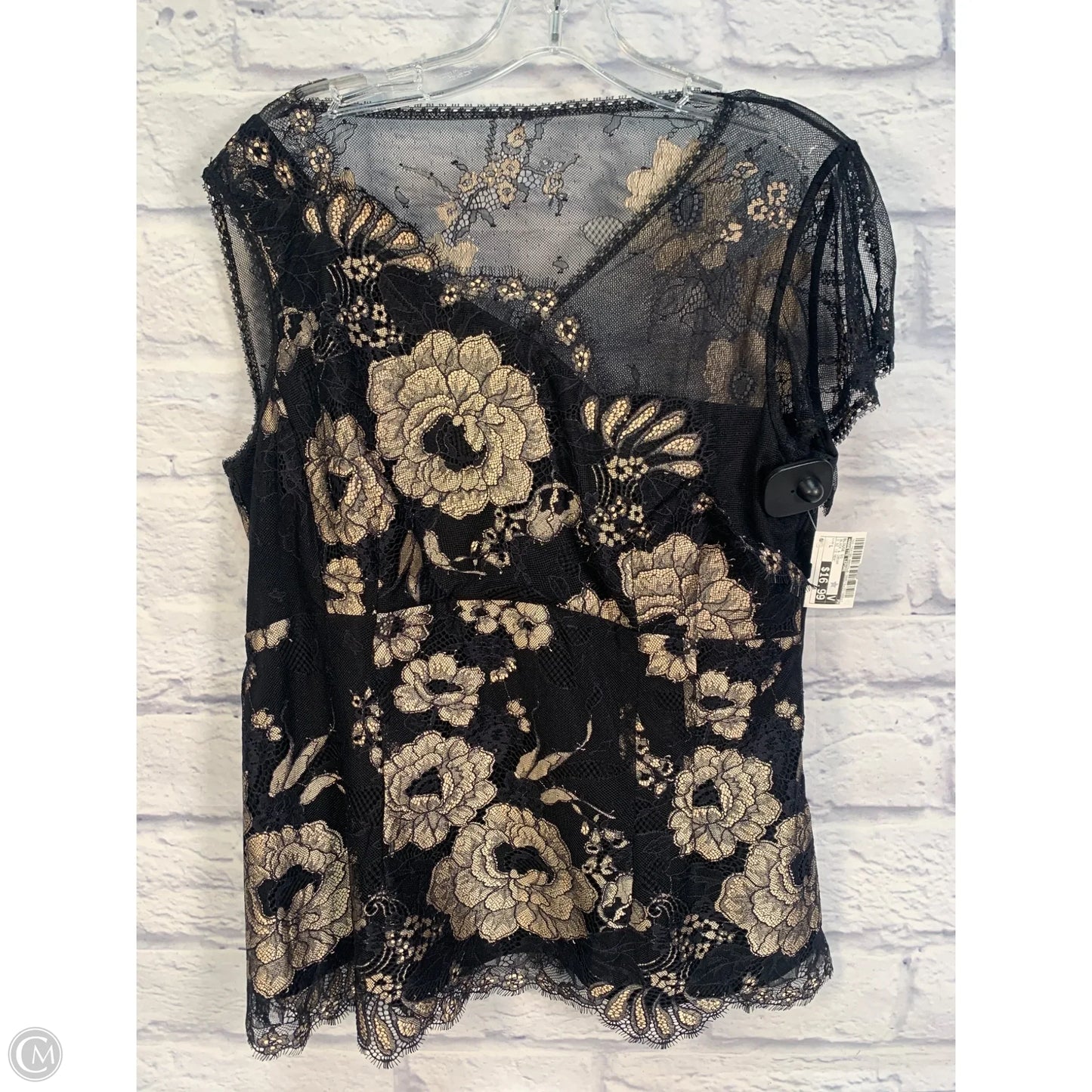 Blouse Short Sleeve By Nanette Lepore In Black & Cream, Size: L