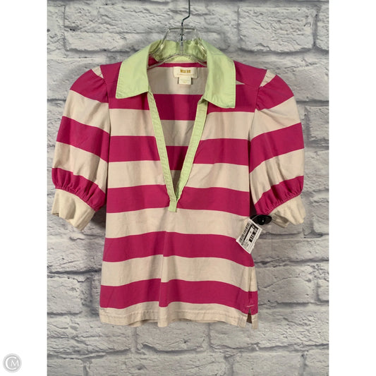 Top Short Sleeve By Maeve In Cream & Pink, Size: Xxs