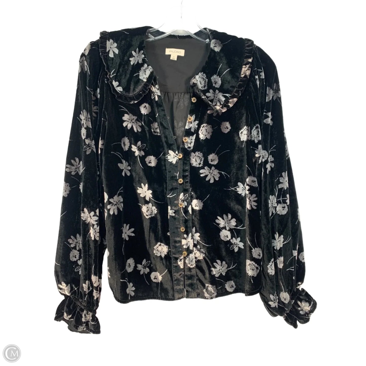 Top Long Sleeve By Pilcro In Black & Grey, Size: S